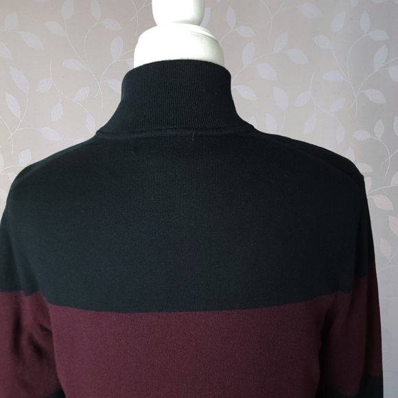 Banana Republic Quarter Zip Sweater 90s Stripe Black Red Pima Cotton Cashmere Sm - Picture 11 of 14